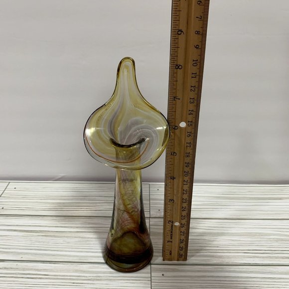 MCM Boho Swirled Art Glass Jack In The Pulpit Vase - Picture 9 of 9